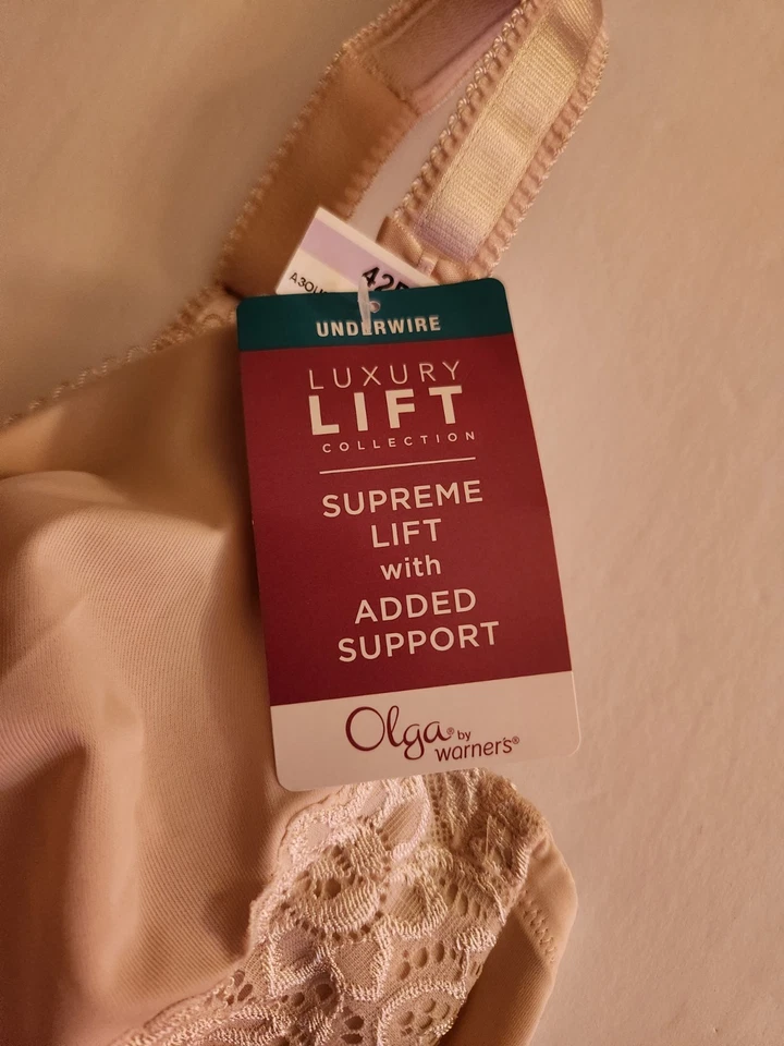 Sujetador Olga Warners para mujer beige con aros 35063 42D nuevo con etiquetas sujetador elevación de lujo Foto 4 de 4