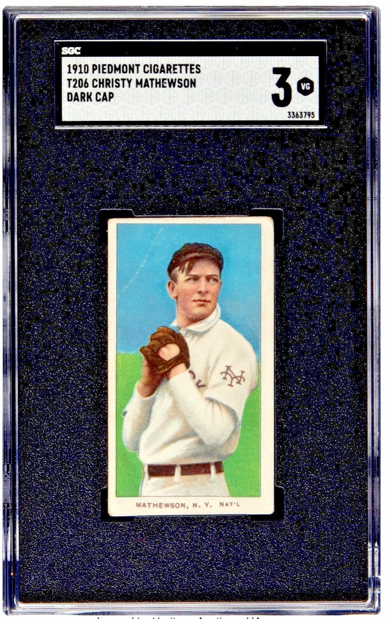 T206 Piedmont 350 HOF Christy Mathewson Dark Cap PSA 3