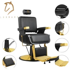 Gold Barber Chair Hydraulic Reclining Salon Chair 360° Rotation for Hair Stylist