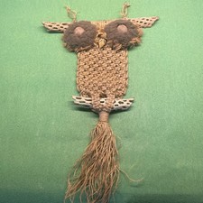 Vintage 1970s Macrame Owl 24  