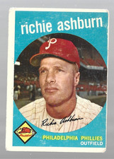 RICHIE ASHBURN 1959 TOPPS #300 PHILDELPHIA PHILLIES (VINTAGE *VG)