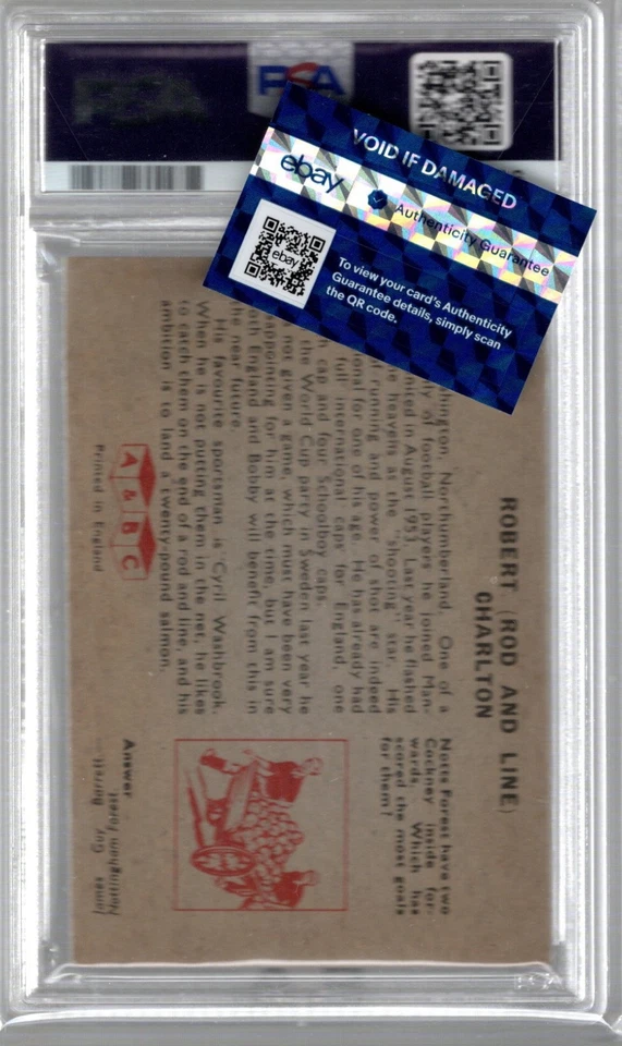 Robert Charlton 1958 A&BC Footballers #3 Planet LTD RC PSA 5 Foto 2 de 2