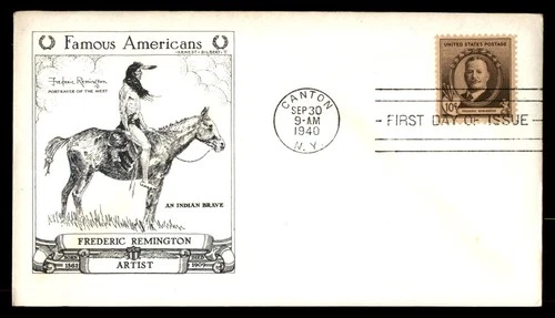 Mayfairstamps US FDC 1940 Frederic Remington Indian Brave First Day Cover aaw_92
