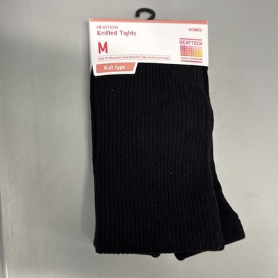 Uniqlo Women s HEATTECH Knitted Tights Black M Ribbed