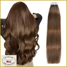 SUYYA Tape in Hair Extensions Remy Human 14" 40g 20pcs Chocolate Brown Seamless