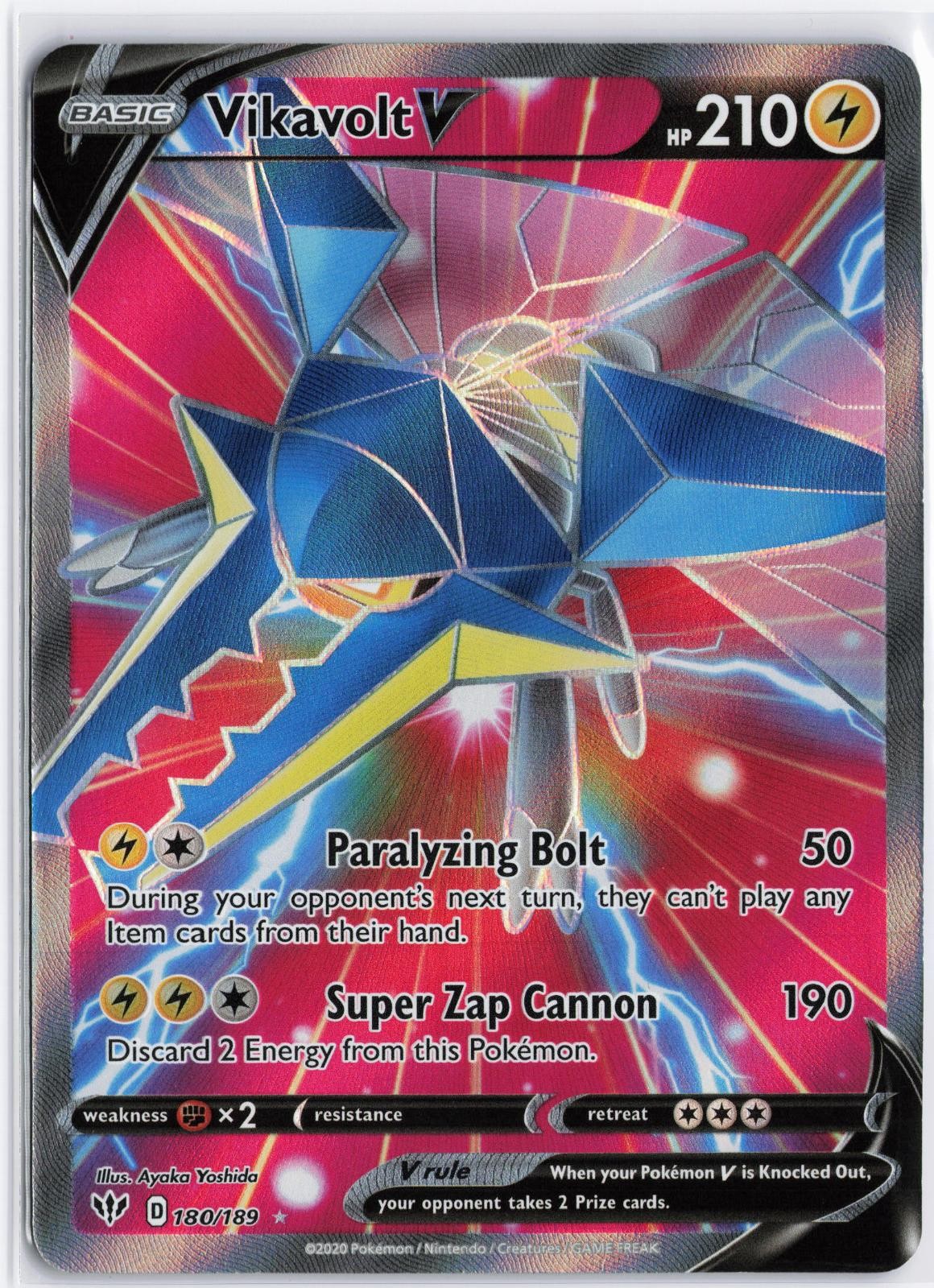 POKEMON TCG VIKAVOLT V DARKNESS ABLAZE 180/189 HOLO ULTRA RARE NM