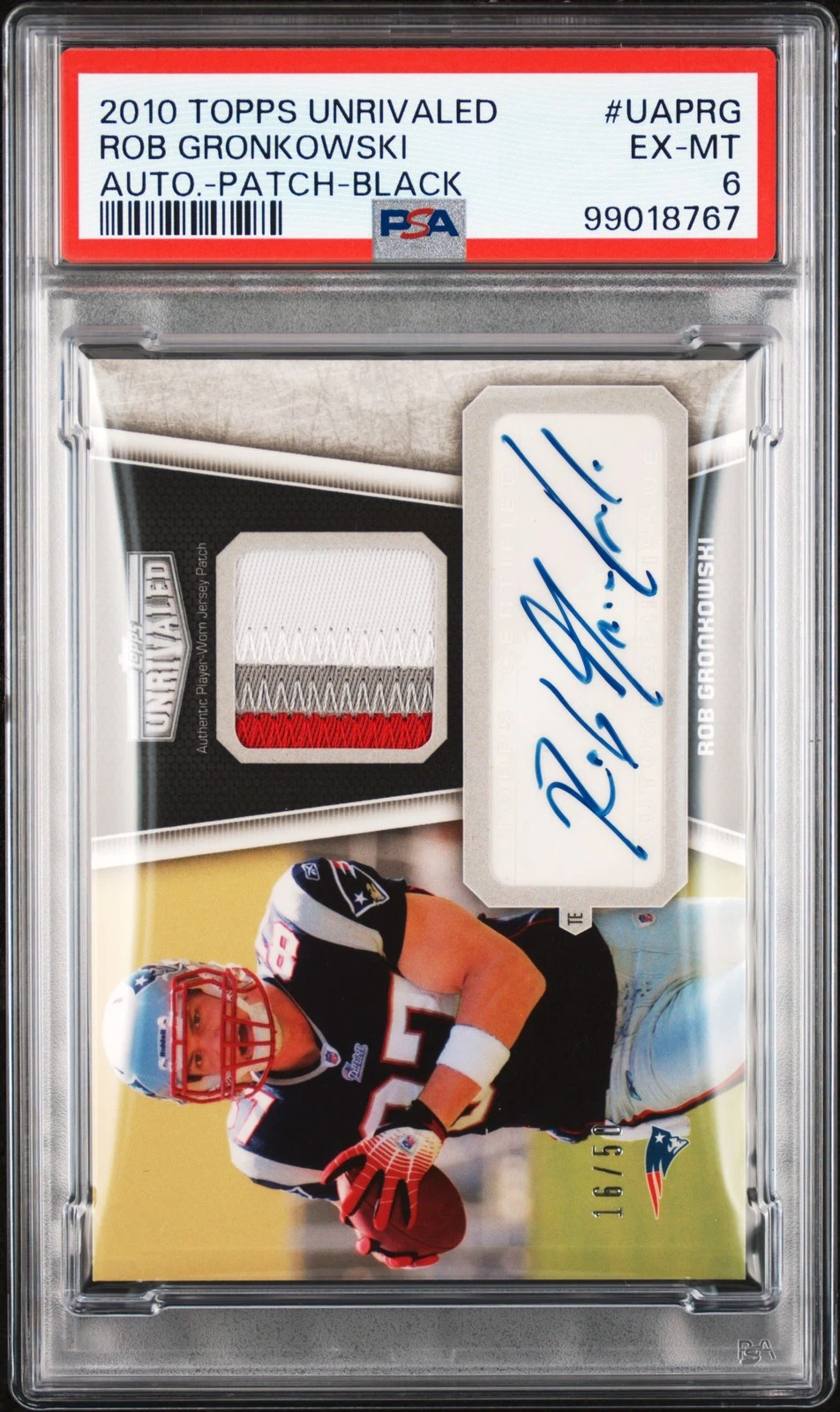 Rob Gronkowski Topps Unrivaled Autographed Patch #UAPRG Black