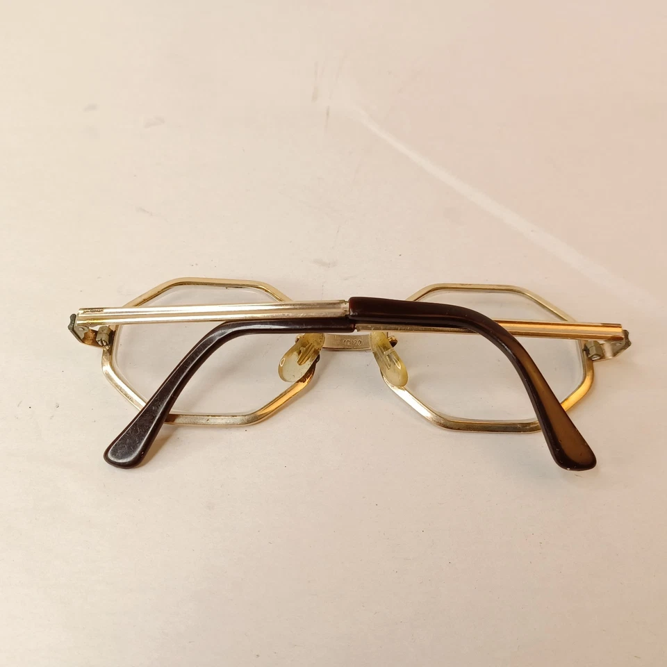 Vintage Raybert Eyeglasses Frames Hexolux Gold Octagon 48/20 - Image 2 of 4