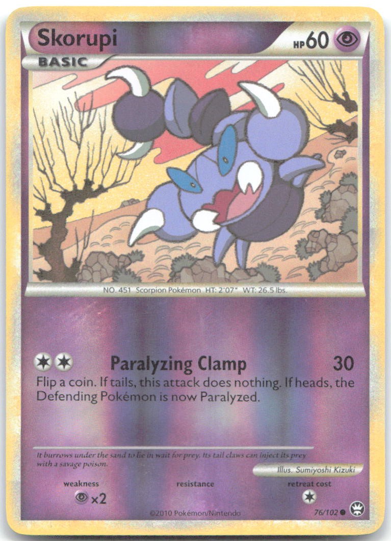 SKORUPI 76/102 Common HGSS Triumphant Pokemon REVERSE HOLO