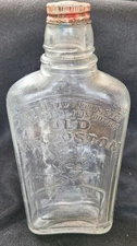 Vintage Old Mr. Boston Straight Rye Whiskey Glass Bottle With Cover Collectible 