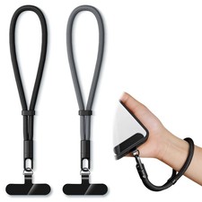 2 Pieces Adjustable Phone Lanyard Wrist Strap Anti 7.87" Length, Black  Grey