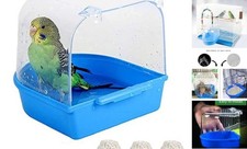 Bird Cage Bath, Parrot Bath Box Accessory Supplies Hanging Bathing Tub for