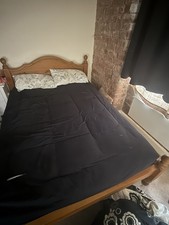 Wooden Double Bed Frame Brown with Headboard & Footboard, Slatted Base