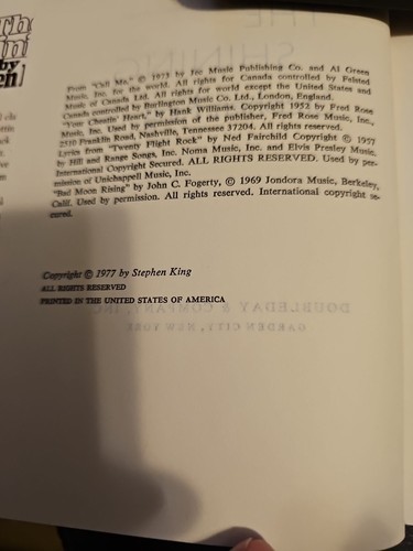 The Shining By Stephen King 1977 Hardcover Book Club Edition Code R52 - Picture 3 of 9
