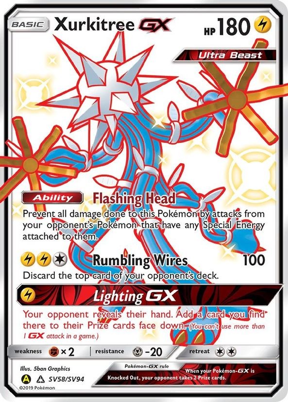 Xurkitree GX - SV58/SV94 - Pokemon Hidden Fates Sun & Moon Shiny Rare Card NM