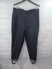 Vtg Deneve Ski Pants Womens XL Black Stirrups Waist 36" Inseam 24"