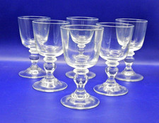 Set of 6 Antique Georgian Cordial/Wine/Port Glasses Ball Knop Stems 11cm tall