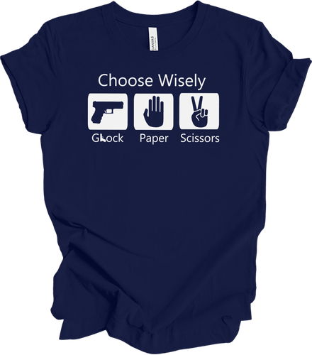 Glock Paper Scissors Shirt Choose Wisely Gun Lover Gift Pro 2nd Amendment Tee - Picture 4 of 12