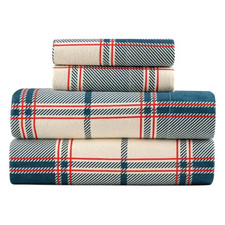 4-Piece Signature Plaid 100 Turkish Cotton Flannel King Sheet Set