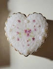 ​Vintage Fenton Satin Milk Glass Heart Trinket Box - Signed by S. Johnson