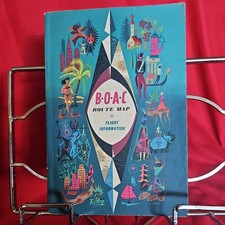 BOAC ROUTE MAP & FLIGHT INFORMATION VINTAGE AIRLINE BOOKLET 1958 + bar service