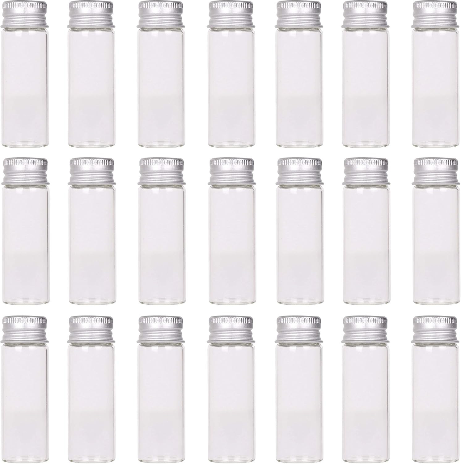MaxMau 24 Tiny Jars with Aluminum Screw Lids 15ml Small Glass Bottles Clear Mini