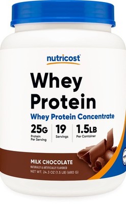 Nutricost Whey Protein Concentrate (1.5 Pounds, Chocolate) - 25 Grams of Protein