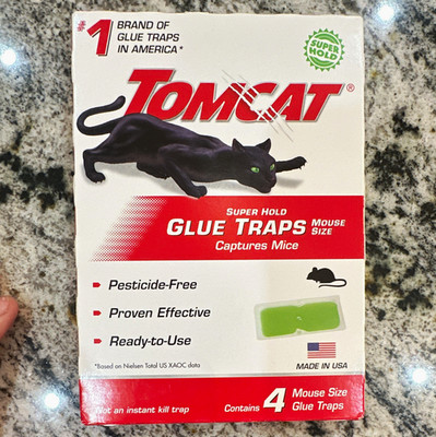 TOMCAT Super Hold Glue Traps Mouse Size Pesticide-Free Ready-to-Use 4 Pack