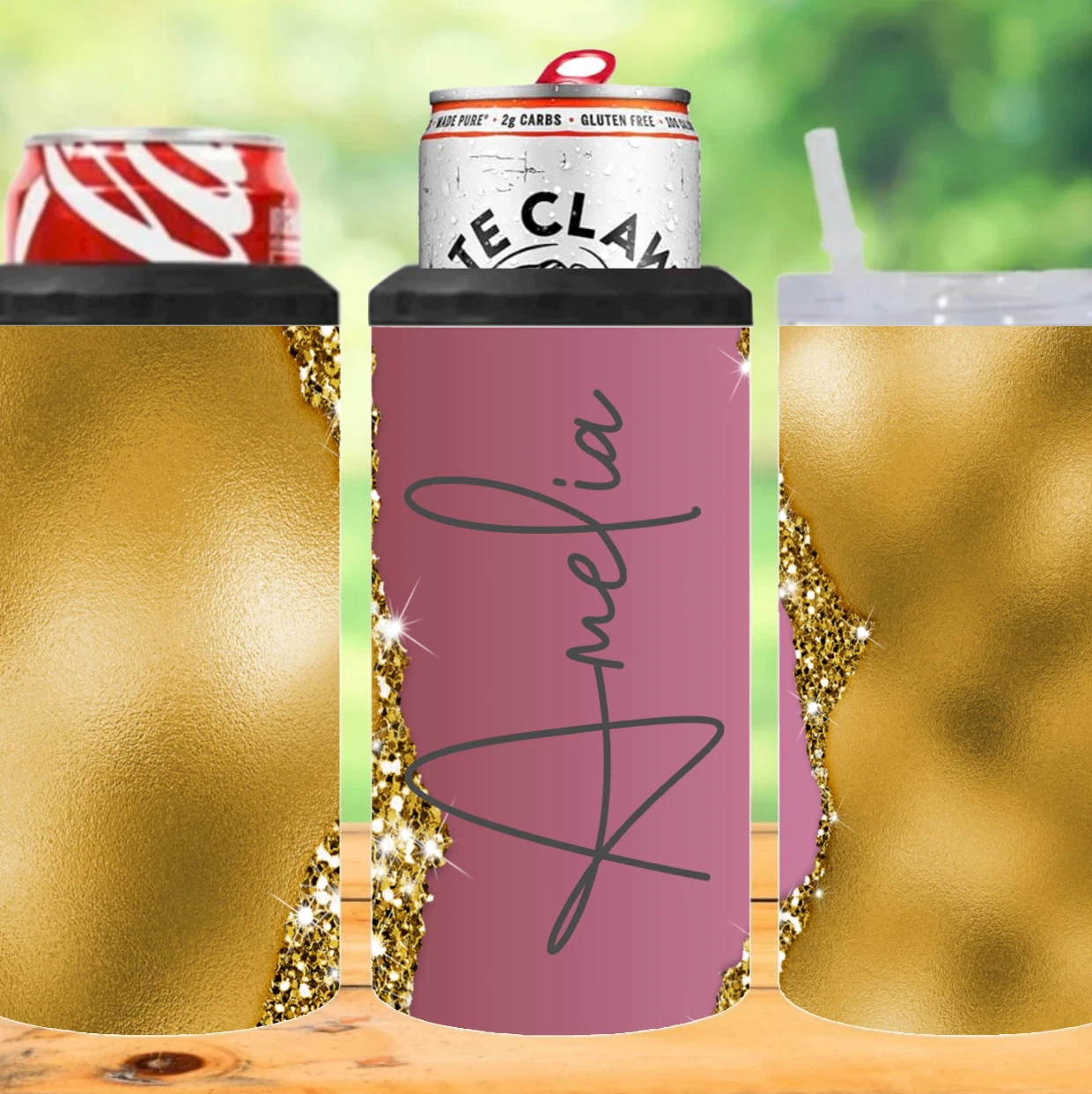 PERSONALIZED SKINNY CAN COOLER WITH NAME HEAT PRESSED STAINLESS STEEL COOLER