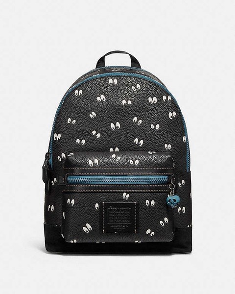 COACH  X Disney Academy “Spooky Eyes” Print Backpack. in blackwhite teal