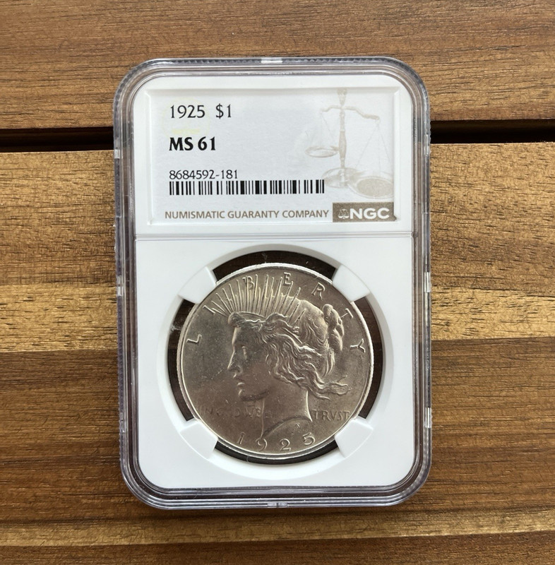 1925 $1 Peace Dollar Silver Philadelphia Mint NGC MS61 lot 32