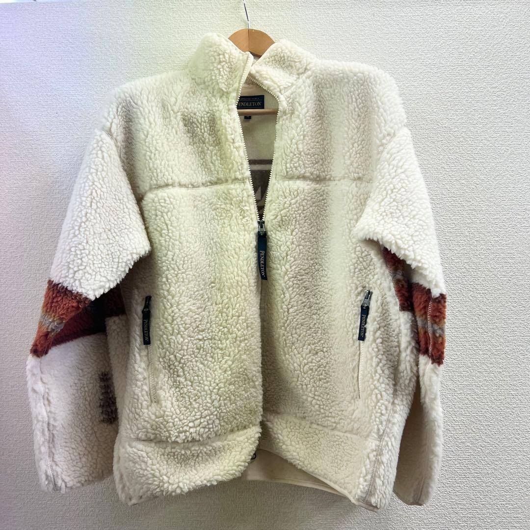 Pendleton Ethnic Pattern Boa Jacket Full Zip Whit… - image 1