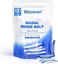 Neti Pot Salt Packets Individually 100 Saline Packets Nasal Wash Refill Kit..