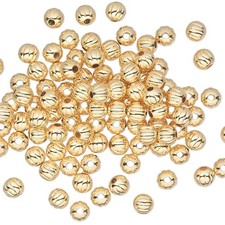 Gold Plated Brass 4mm Corrugated Round Metal Beads 100 OR 1000