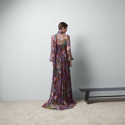 gucci floral maxi dress Gucci Black/Metallic Floral Brocade Sheer Ruffled Maxi Dress L Gucci