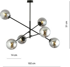 Plafoniera Moderna Nera Grigia Plafoniera 40W/E14 IP20 1167/6 Lineare - 7