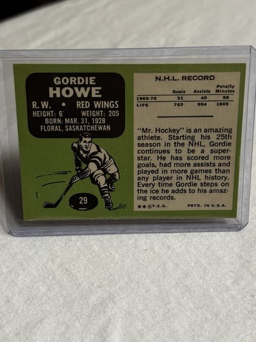 1970 Topps #29 Gordie Howe - Picture 2 of 2