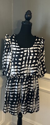 MINKPINK black print blouson bell sleeve mini dress size SMALL