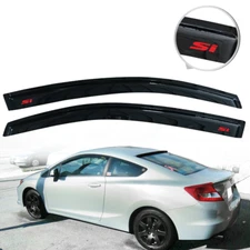 Fit 12-15 Honda Civic 2DR Coupe Window Visor Sun Shade Rain Guard Vent W/ Red Si