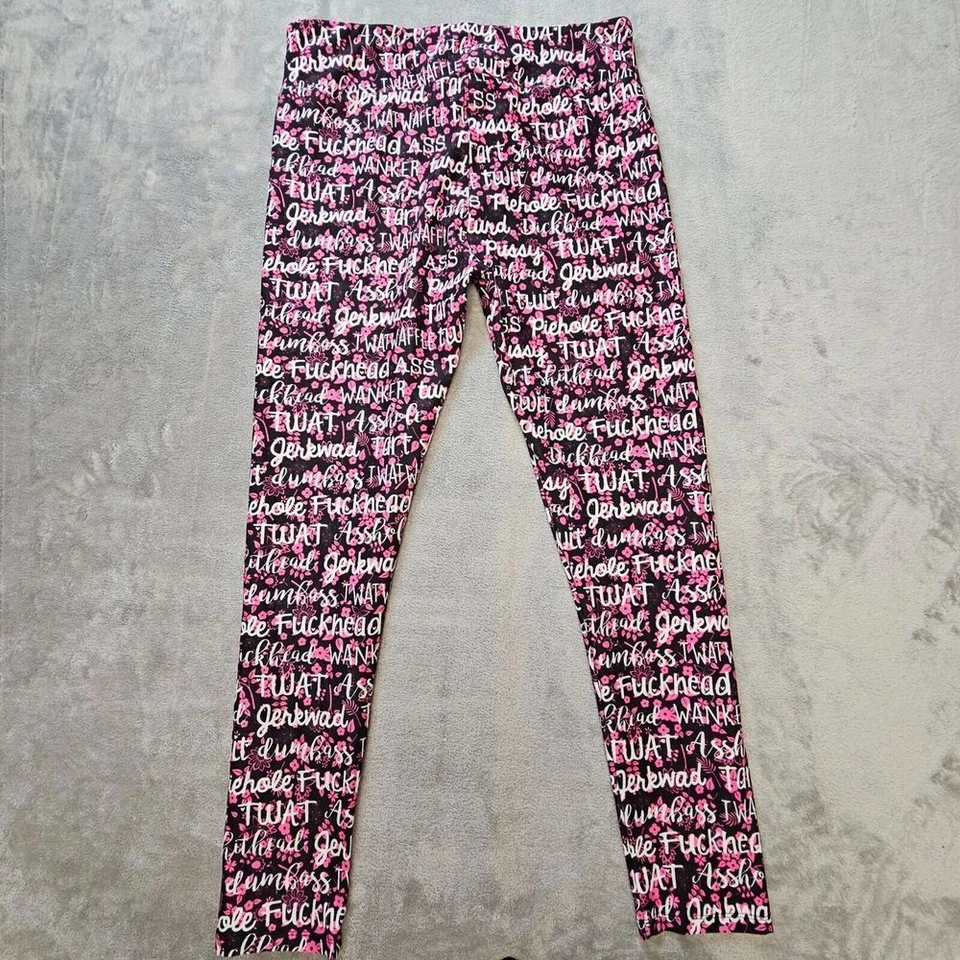 Mujer’s Leggings Grandes Negro Rosa Gráfico Texto Estampado Elastizado Novedad Adulto Humor Foto 2 de 4