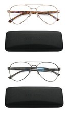 EYE ZOOM 2 Pack Aviator Style Blue Light Blocking Reading Glasses for men women
