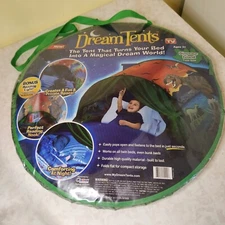 Dream Tents Pop Up Kid's Play Tent, Over the Bed, Dinosaur Island Twin Size I2