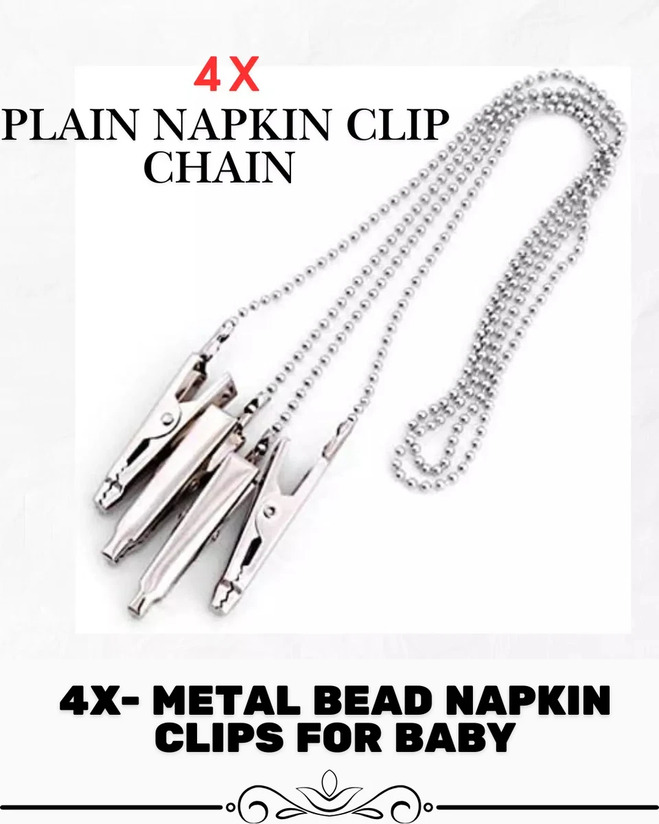 Pack Of 2 Napkin Chain Clips - Folklore Style Bib Clips With Alligator Clips (47 Cm, Blue & Green) - View #9