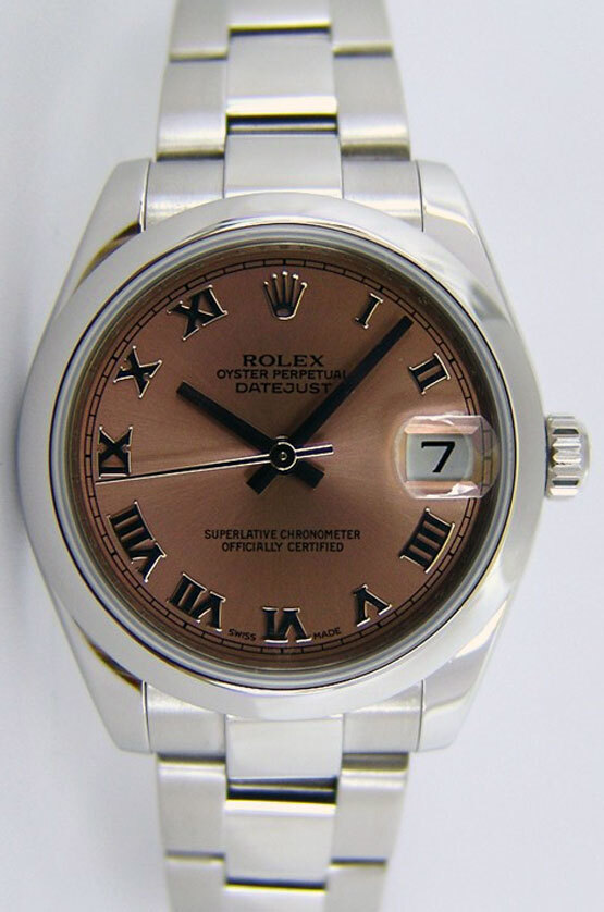 Rolex Lady-Datejust Oyster Steel Rose Pink Roman Over Sized 178240 - Pre-owned