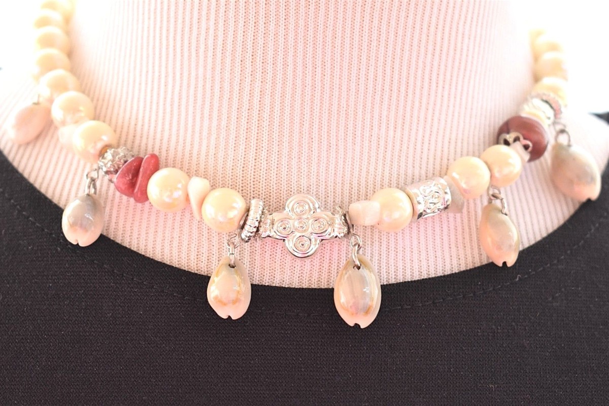 Cowrie Shell Faux Pearl Choker Necklace Surfer Boho Nautical Costume  Jewelry | eBay, image size:1200x800