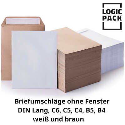 Briefumschlag DIN Lang C6 / C5 / C4 / B5 / B4 Umschläge ohne Fenster HK