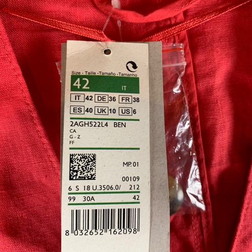 United Colors Of Benetton Womens Casual Orange Linen Coat Blazer Size 6 NWT 9230 - Picture 3 of 10