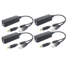 4-Pack 5V PoE Splitter 48V to 5V 2.4A Adapter Plug 3.5mm x 1.35mm 5.5mm x 2.1...
