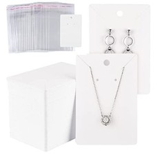 150 Set Earring Holder Cards Necklace Display Cards with 150pcs Self-Seal Bags