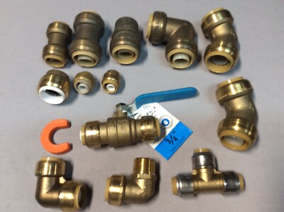 14 Pcs Sharkbite Pushfit Brass Pipe Fittings Assorted Sizes Plumbing Ball Valve